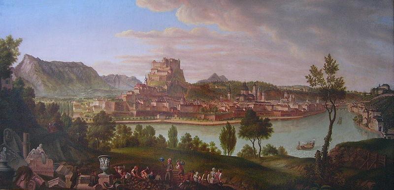 Johann Michael Sattler Ansicht von Salzburg vom Burglstein aus oil painting image
